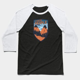 I Hate People - Retro Sunset Mountain Baseball T-Shirt